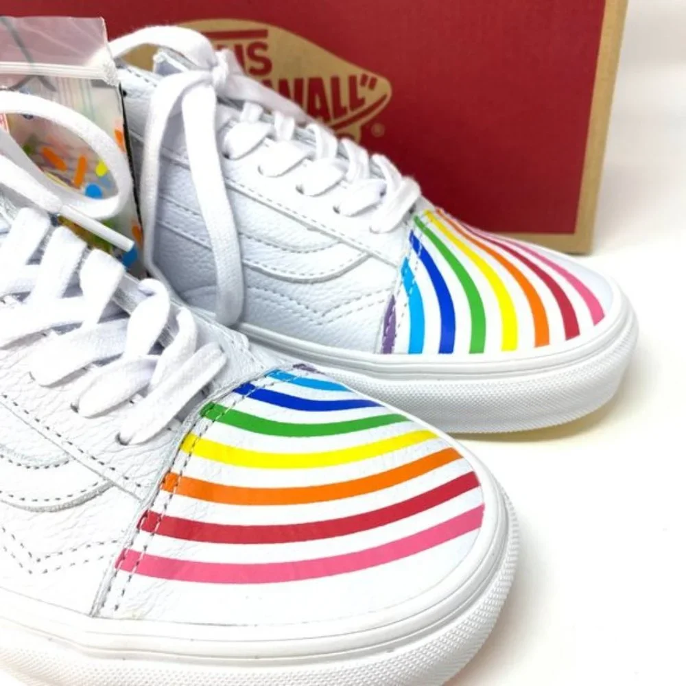 💖MEGA SALE💖VANS Old Skool Flour Shop Rainbow White Men s 9 11.5 VN0A4U3B2N7